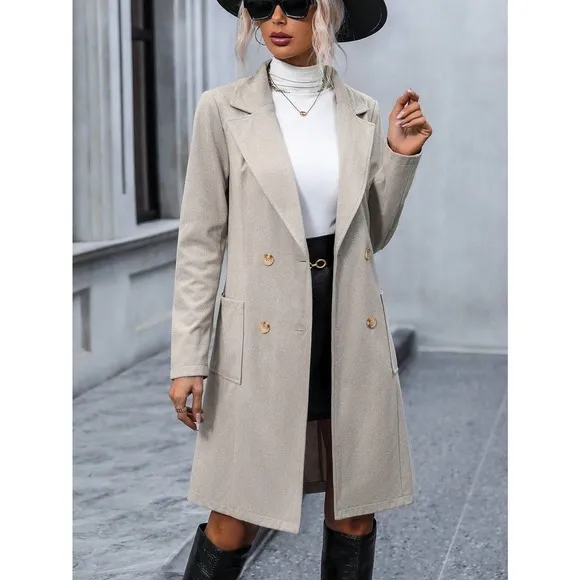 minimalist preppy Lapel Neck Belted Overcoat peacoat pea coat