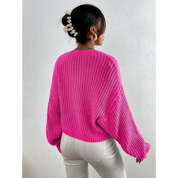 Minimalist Ribbed Knit Drop Shoulder Sweater tan