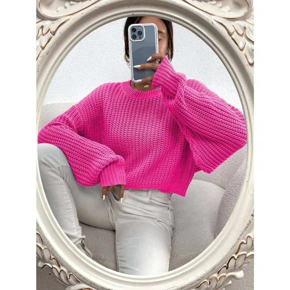 Minimalist Ribbed Knit Drop Shoulder Sweater tan