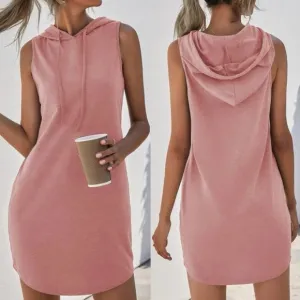 Minimalist Sleeveless Hoodie Casual Dress