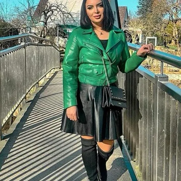 minimalist y2k baddie Zip Up Belted vegan leather Moto Jacket