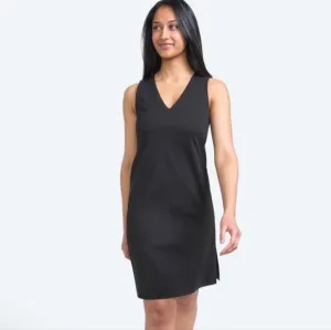 Ministry Of Supply Kinetic Dress Size 6 Black Minimalist A Line V Neck Career