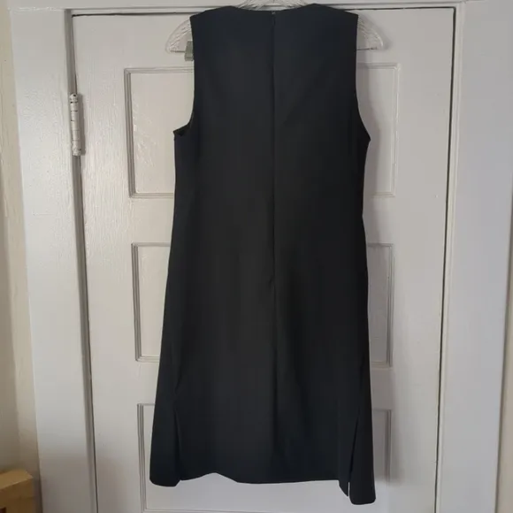 Ministry Of Supply Kinetic Dress Size 6 Black Minimalist A Line V Neck Career