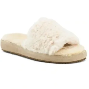 MINNETONKA Moonflower Slide Slippers Cozy Faux Fur Cream Sz.8
