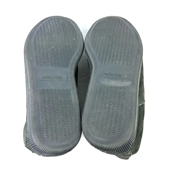 Minnetonka Slippers 10 Womens Gray Sheepskin Suede Bootie Slip On Mens 8