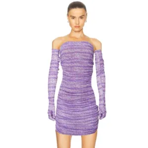 MISCREANTS Women's Ruched Cupid Mini Dress &amp; Gloves NWOT Size 6