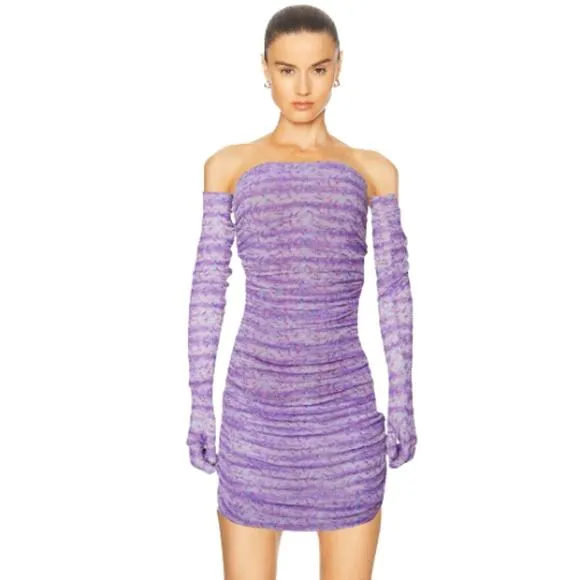 MISCREANTS Women's Ruched Cupid Mini Dress &amp; Gloves NWOT Size 6