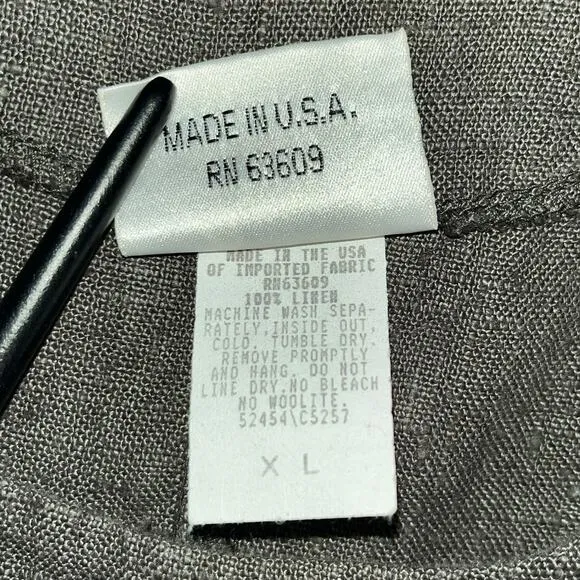 Mishi Women’s Gray Heavy 100% Linen A-Line Minimalist USA Made Long Dress XL