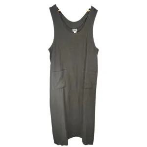 Mishi Women’s Gray Heavy 100% Linen A-Line Minimalist USA Made Long Dress XL