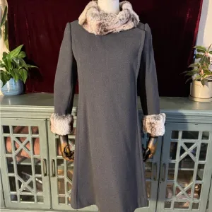 Miss Shayne luxury Dress/ over coat with Fur lining