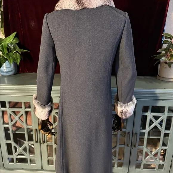 Miss Shayne luxury Dress/ over coat with Fur lining