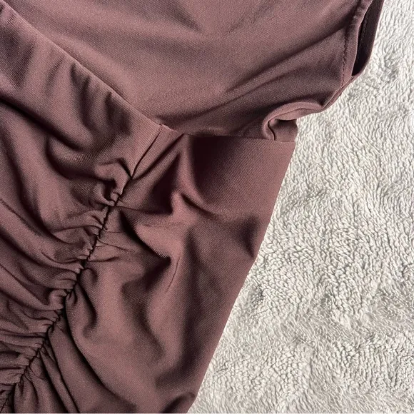 Mistress Rocks Sleeveless Ruched Bodycon Minimalist Tank Dress Chocolate Brown