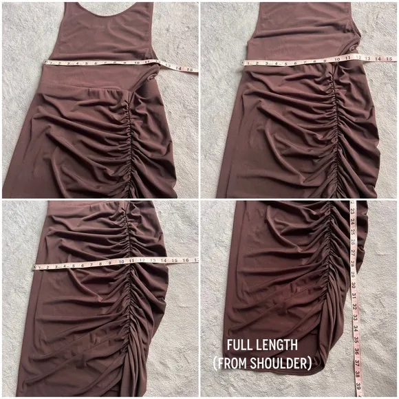 Mistress Rocks Sleeveless Ruched Bodycon Minimalist Tank Dress Chocolate Brown