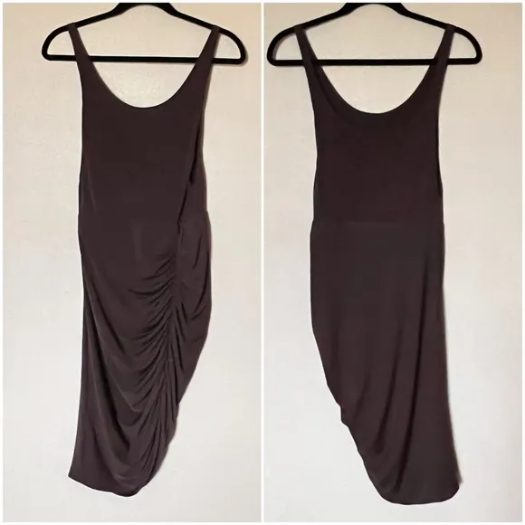 Mistress Rocks Sleeveless Ruched Bodycon Minimalist Tank Dress Chocolate Brown