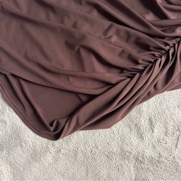 Mistress Rocks Sleeveless Ruched Bodycon Minimalist Tank Dress Chocolate Brown