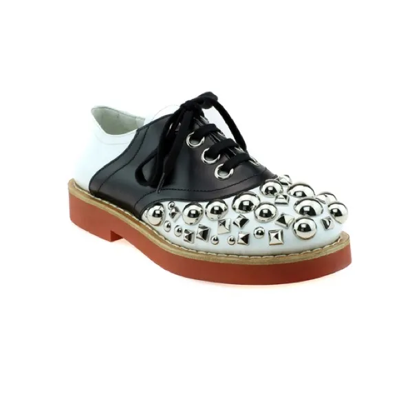 Miu miu Studded Black and White Women's Shoes