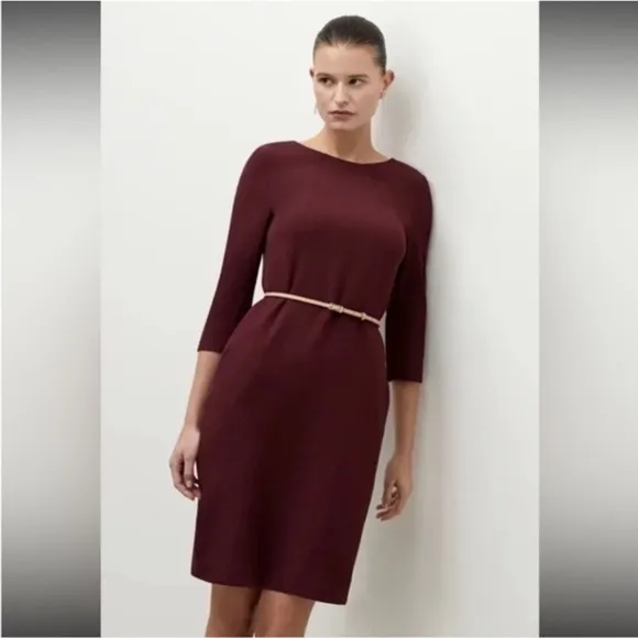 M.M. Lafleur Maroon Etsuko Dress Career Office Classic Timeless Quiet Luxury 6