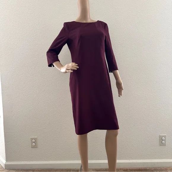 M.M. Lafleur Maroon Etsuko Dress Career Office Classic Timeless Quiet Luxury 6