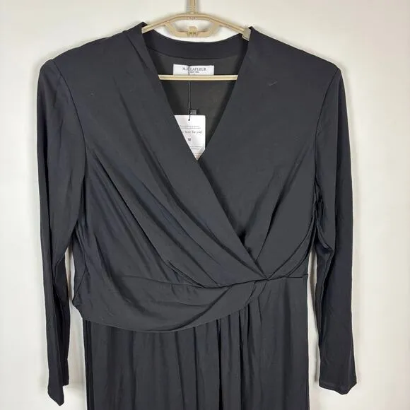 MM. LaFleur Morgan Dress black  1/ 1X knit crepe NEW office minimalist classic