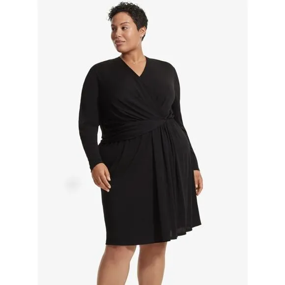MM. LaFleur Morgan Dress black  1/ 1X knit crepe NEW office minimalist classic