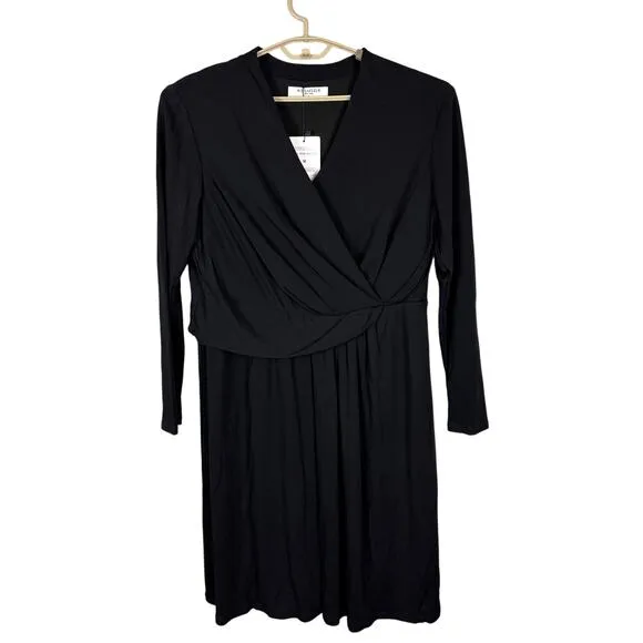MM. LaFleur Morgan Dress black  1/ 1X knit crepe NEW office minimalist classic