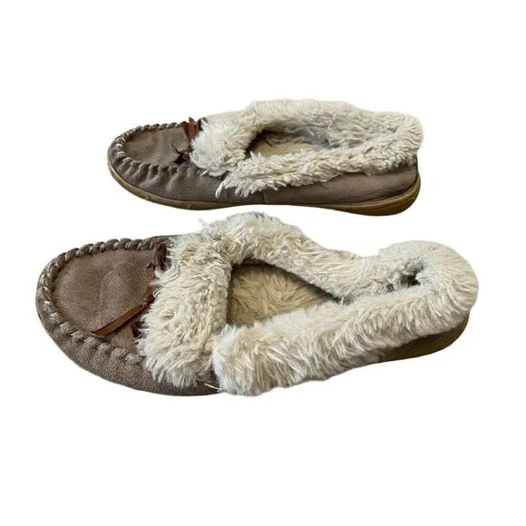 Moccasin Slippers Faux Fur Furry Winter Workwear Work