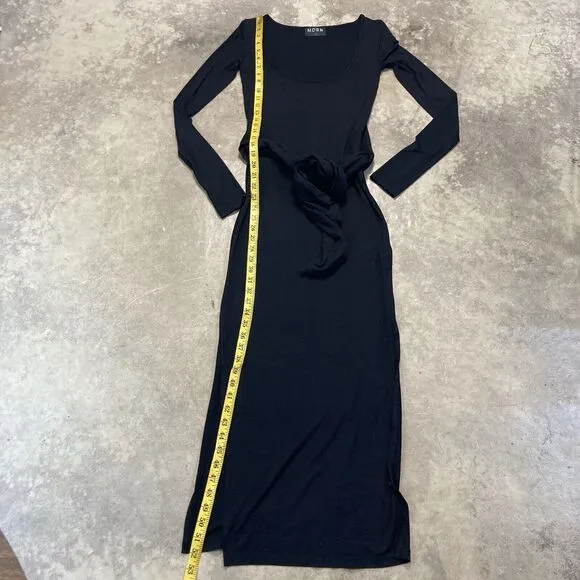 Modern Citizen Dress Womens XS Black‎ Scoop Neck Tie Waist Midi Minimalist