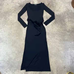 Modern Citizen Dress Womens XS Black‎ Scoop Neck Tie Waist Midi Minimalist
