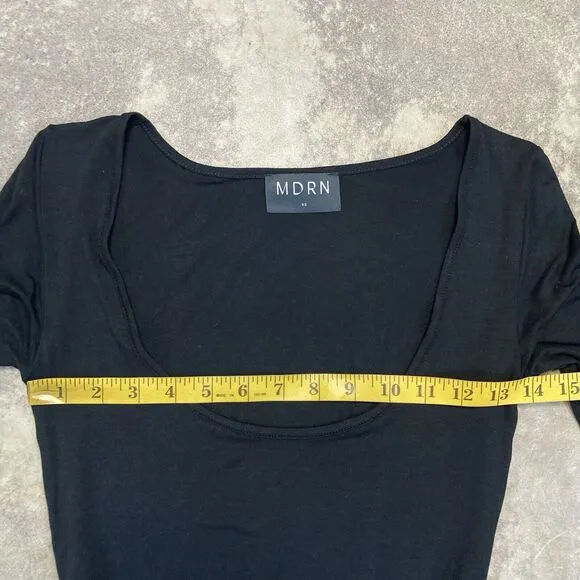 Modern Citizen Dress Womens XS Black‎ Scoop Neck Tie Waist Midi Minimalist