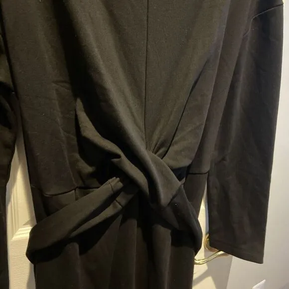 Modern Citizen Wrap Dress Women XL Classic Audrey Black Quiet Luxury
