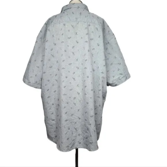 Molokai Surf Co Outer Space Alien Telescope Print Button Down Shirt Men's 4XL