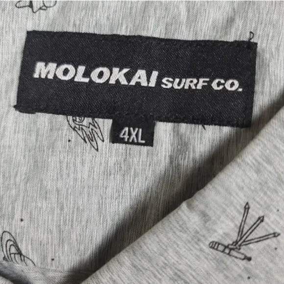 Molokai Surf Co Outer Space Alien Telescope Print Button Down Shirt Men's 4XL