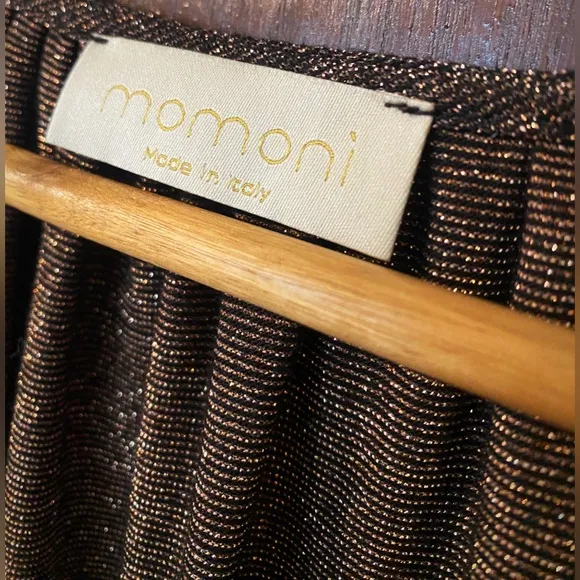 Momoni Italian Luxury Tan Sparkle Midi Dress (Retail $693)