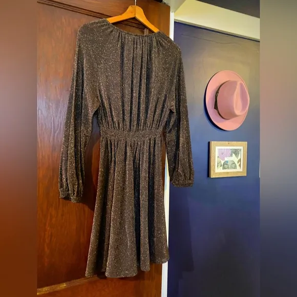 Momoni Italian Luxury Tan Sparkle Midi Dress (Retail $693)