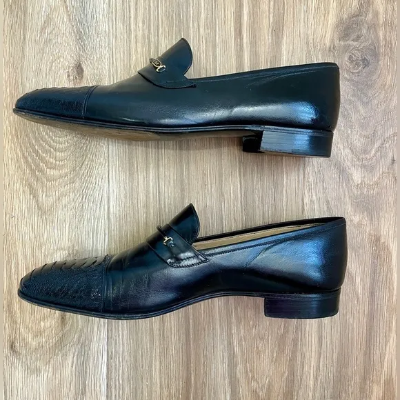 Moreschi Men Shoes-Cayman belly Toe Shoes Toe Cap  Black Size 10.5 EUC