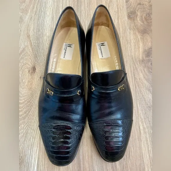 Moreschi Men Shoes-Cayman belly Toe Shoes Toe Cap  Black Size 10.5 EUC