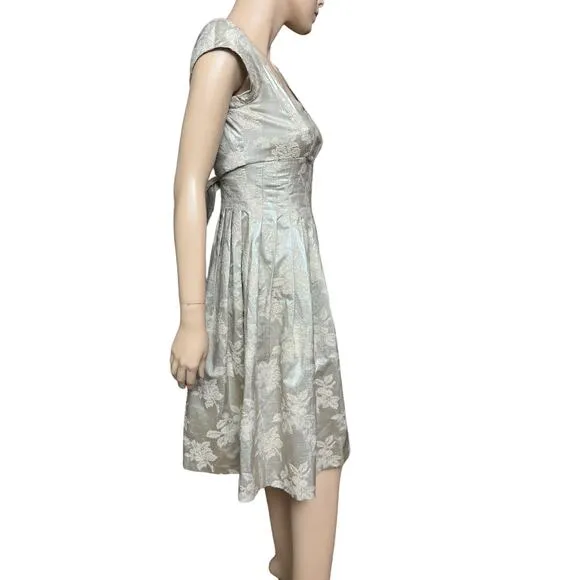 Moschino Cheap and Chic Gold Beige Short Sleeves Dress Cocktail Night Out Size 8