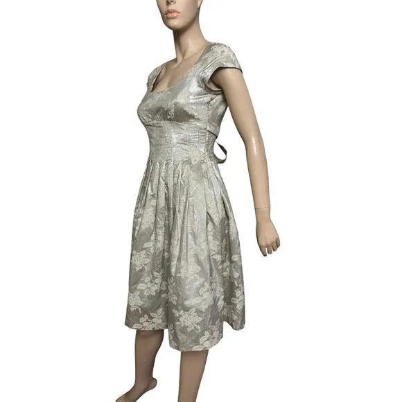 Moschino Cheap and Chic Gold Beige Short Sleeves Dress Cocktail Night Out Size 8