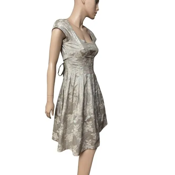 Moschino Cheap and Chic Gold Beige Short Sleeves Dress Cocktail Night Out Size 8