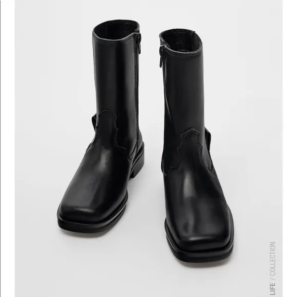 ⚡️MOVING SALE ⚡️ Zara leather square toe ankle boots ⚡️MOVING SALE ⚡️