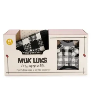 MUK LUKS Men’s Slippers Gift Set Buffalo Check