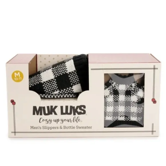 MUK LUKS Men’s Slippers Gift Set Buffalo Check