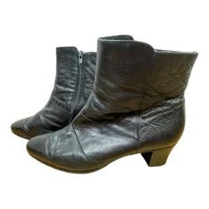Munro American Women's Black Leather Zipper Ankle Boots Size 9.5 Heel 1.5&quot;