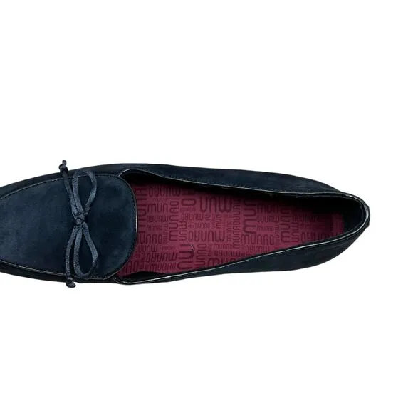 Munro Womens Flats Rossa Suede Bow‎ Tie Cushioned Rubber Soles Navy Size 9 M