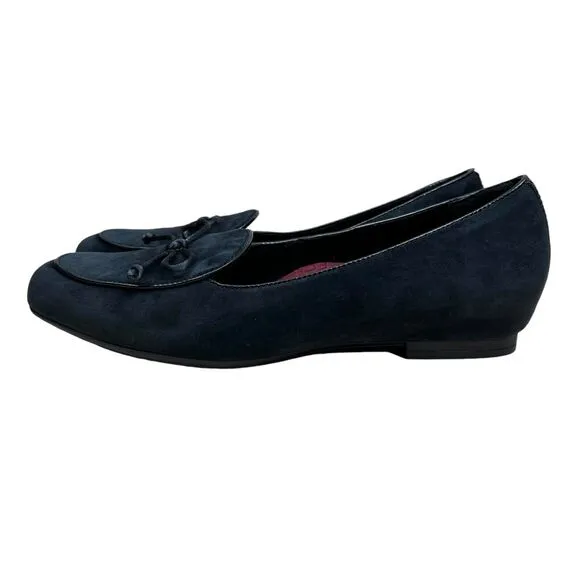 Munro Womens Flats Rossa Suede Bow‎ Tie Cushioned Rubber Soles Navy Size 9 M