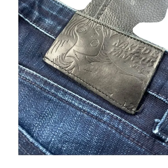 Naked and Famous Men's Neppy Blue Wash Denim Jeans &quot;Skinny Guy&quot; Size 34 Preppy