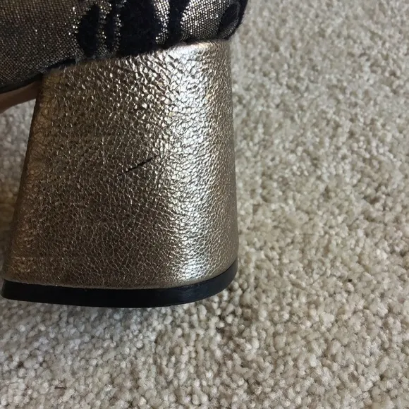 Nanette Lepore Rose Pewter Brocade Heeled Bootie Square Toe