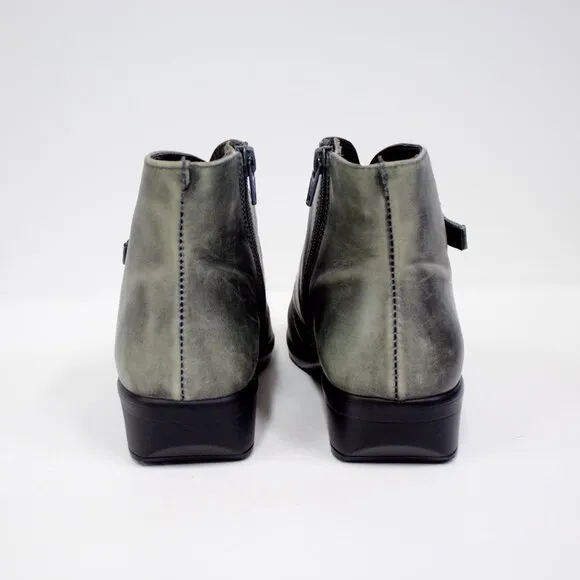 NAOT Leather Boots Women's 7 Calima Black Gray Calima Ankle Booties Multi-Buckle