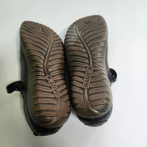 NAOT Reka Mary Jane Leather Rattlesnake Brown French Roast Shoes Size 38(7-7.5)