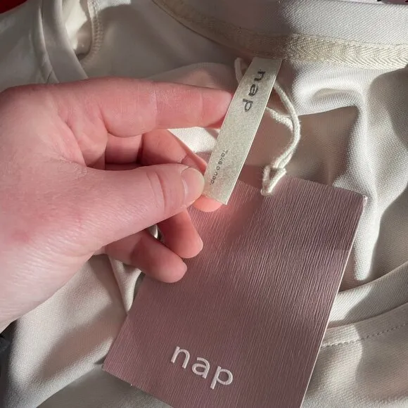 Nap Loungewear Modal Pocket Midi Sleep Dress Large L Beige / Cream Minimalist